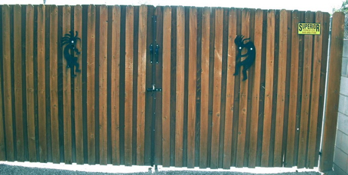 Fancy Redwood Gate w Kokopelli - Large